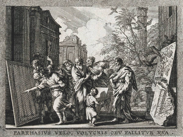 Parrhasius Deceives Onlookers with a Painting of a Veil over a Painting, Johan Sandart