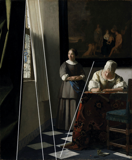 Lady Writing a Letter with her Maid, Johannes Vermeer