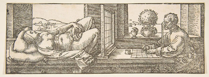 Draughtsman Making a Perspective Drawing of a Reclining Woman, Albrecht Durer
