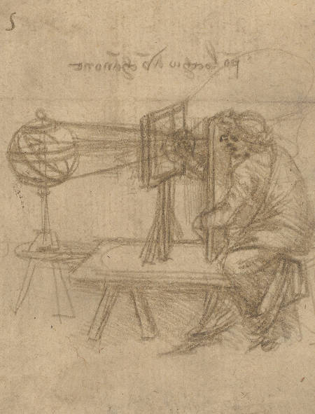 Draftsman Drawing an Armillary Sphere on a Glass Window, Leonardo da Vinci