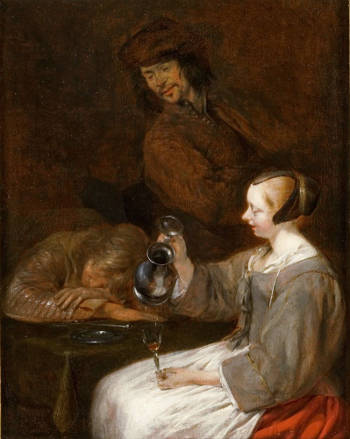 Young Dutch Woman Drinking WineGerrit ter Borch