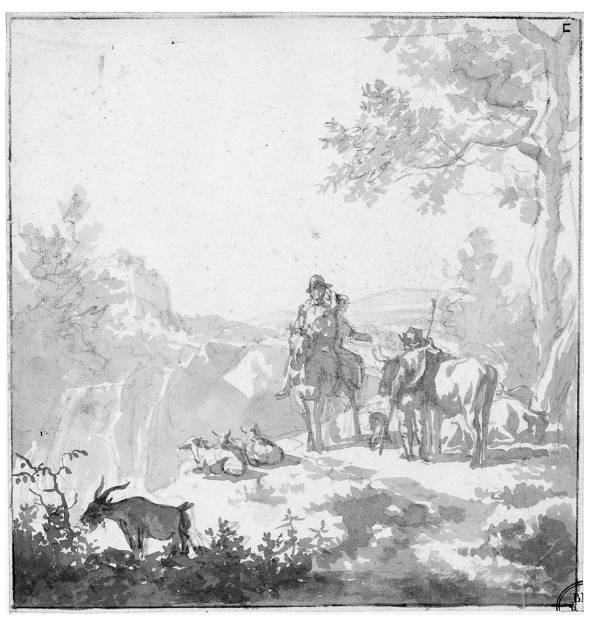 Italianate Landscape with a Couple on a Horse Asking Directions  , Adriaen van de Velde