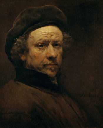 Self Portrait with Beret and Turned-up Collar, Rembrandt van Rijn