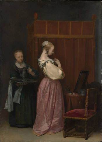 Young Woman at Her Toilet with a Maid , Gerrit ter Borch