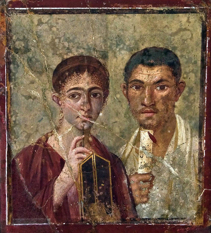 Portrait of Terentius Neo (The woman holding wax tablets and a stylus, the man holding a papyrus roll.)