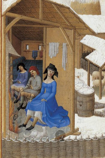 Février (February), Les Très Riches Heures du duc de Berry ,Limbourg Brotheres