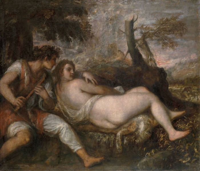 Nymph and Shepherd , Titian
