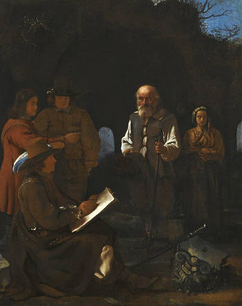 Young Artist Drawing Beggars in a Landscape , Michiel Sweerts