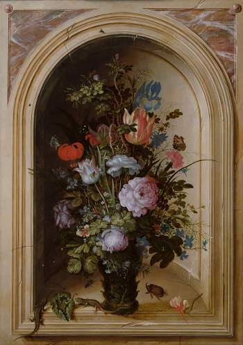 Vase of Flowers in a Stone Niche, Roelandt Savery