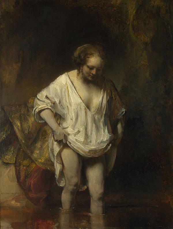 A Woman Bathing in a Stream; Rembrandt van Rijn