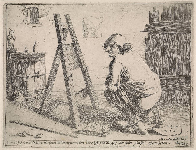 Painter Defecating on Palette and Brushes, Aert van Waes