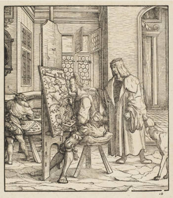 The Emperor Maximilian in a Painter’s Studio, Hans Burgkamir