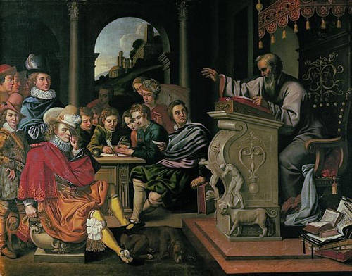Lecture in a Knight Academy (Rhetorics) , Pieter Isaacsz
