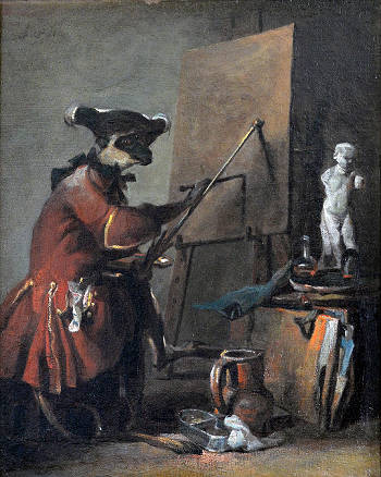 The Monkey Painter, jean Simeon Chardin