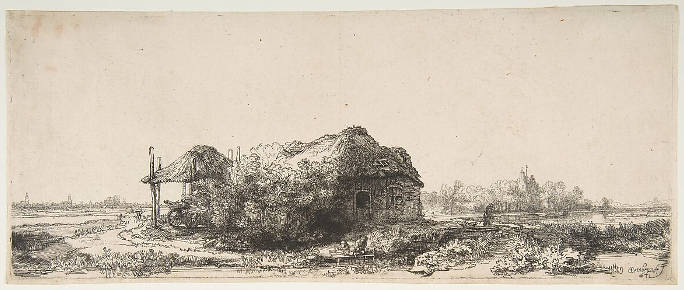 Landscape with a Cottage and a Haybarn, Rembrandt