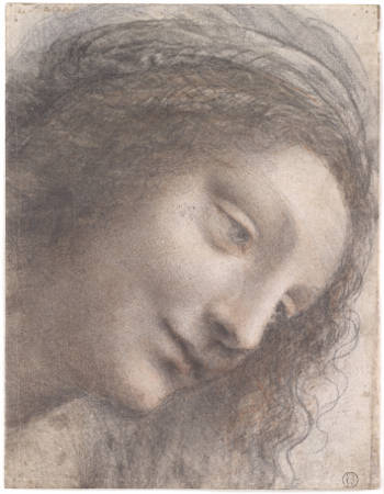 The Head of the Virgin in Three-Quarter View Facing Right, Leonardo