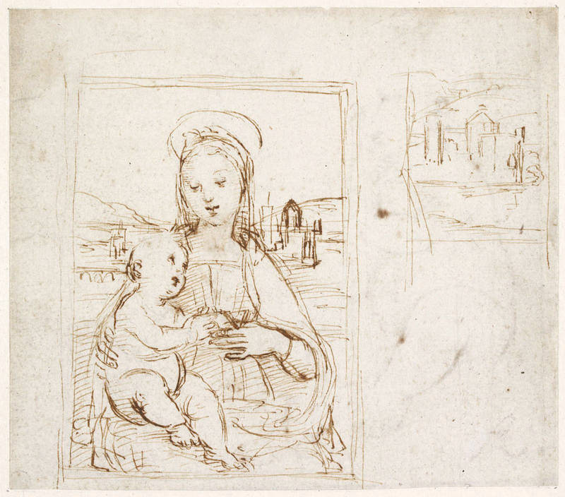 Studies for the Virgin and Child with a Book, Raphael