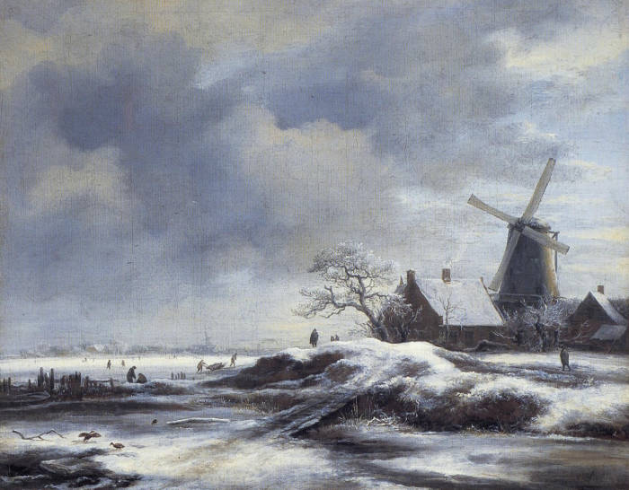 Winter Landscape with a Windmill , Jacob van Ruisdael