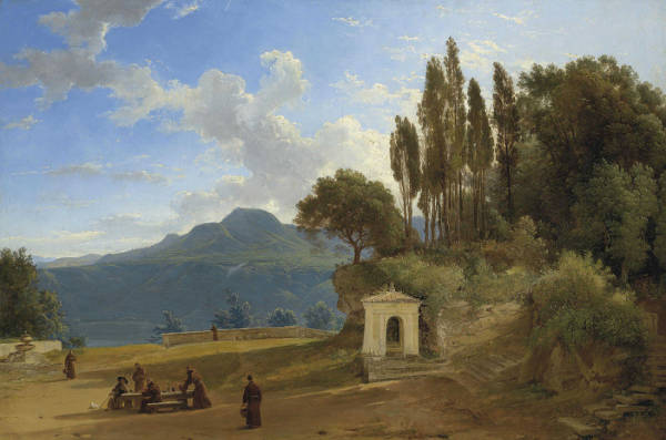 Monks before Lake Nemi, Italy, Pierre-Anthanse Chauvin