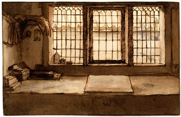 An Artist's Worktable by a Window Overlooking a Roof , Willem Drost