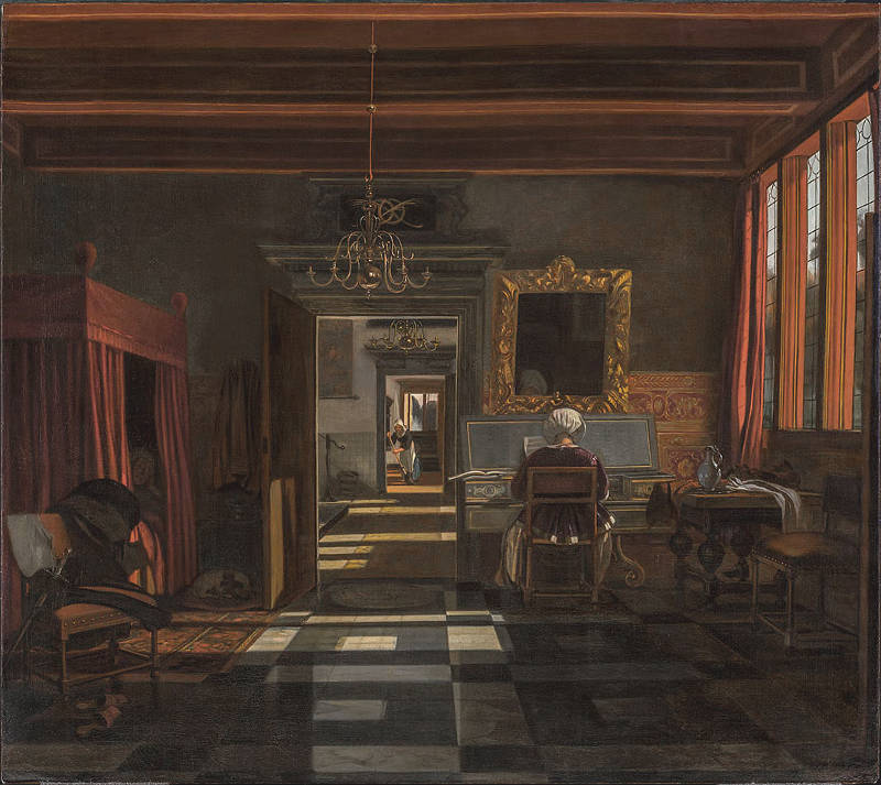 Interior with a Woman Playing a Virginal, Emanuel de Witte