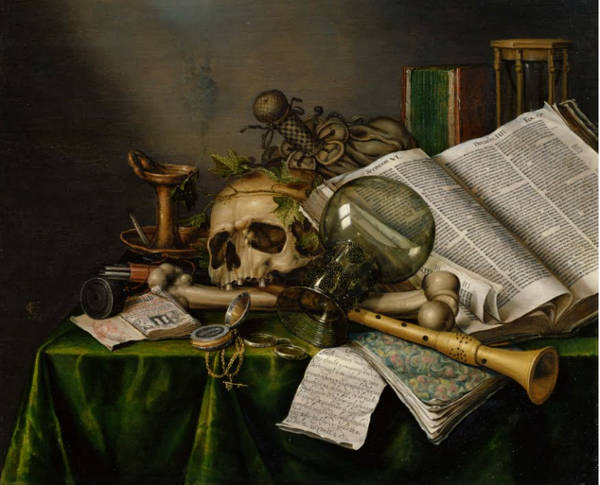Vanitas: Still Life with Books and Manuscripts and a Skull, Evert Collier