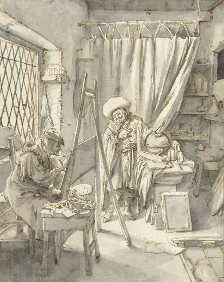 An Artist with a Model in his Studio , Cornelis Dusart