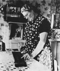 woman playing a spinet