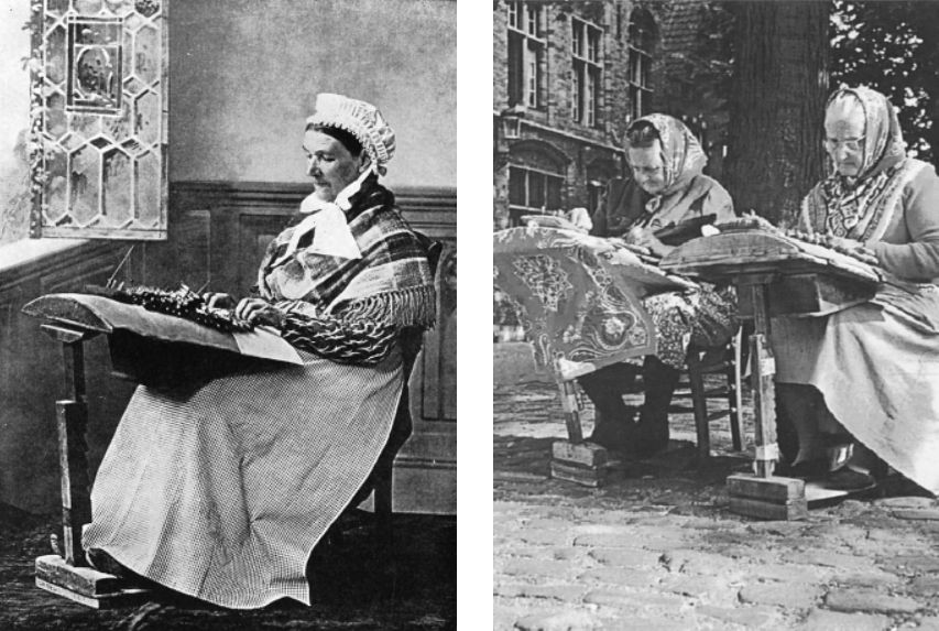 Lacemaking stands in Belgium