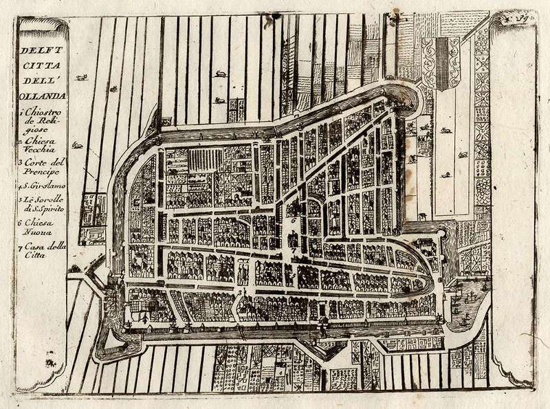 >A map of Delft by Vincenzo Maria (Padre) Coronelli 1706