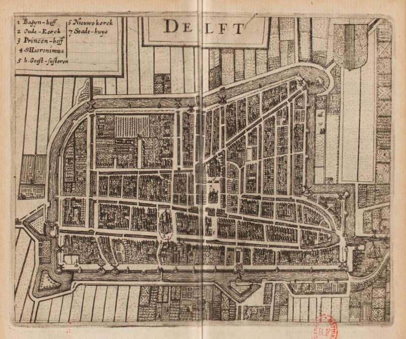 Map of Delft from: Les Délices de la Hollande, Jean Parival