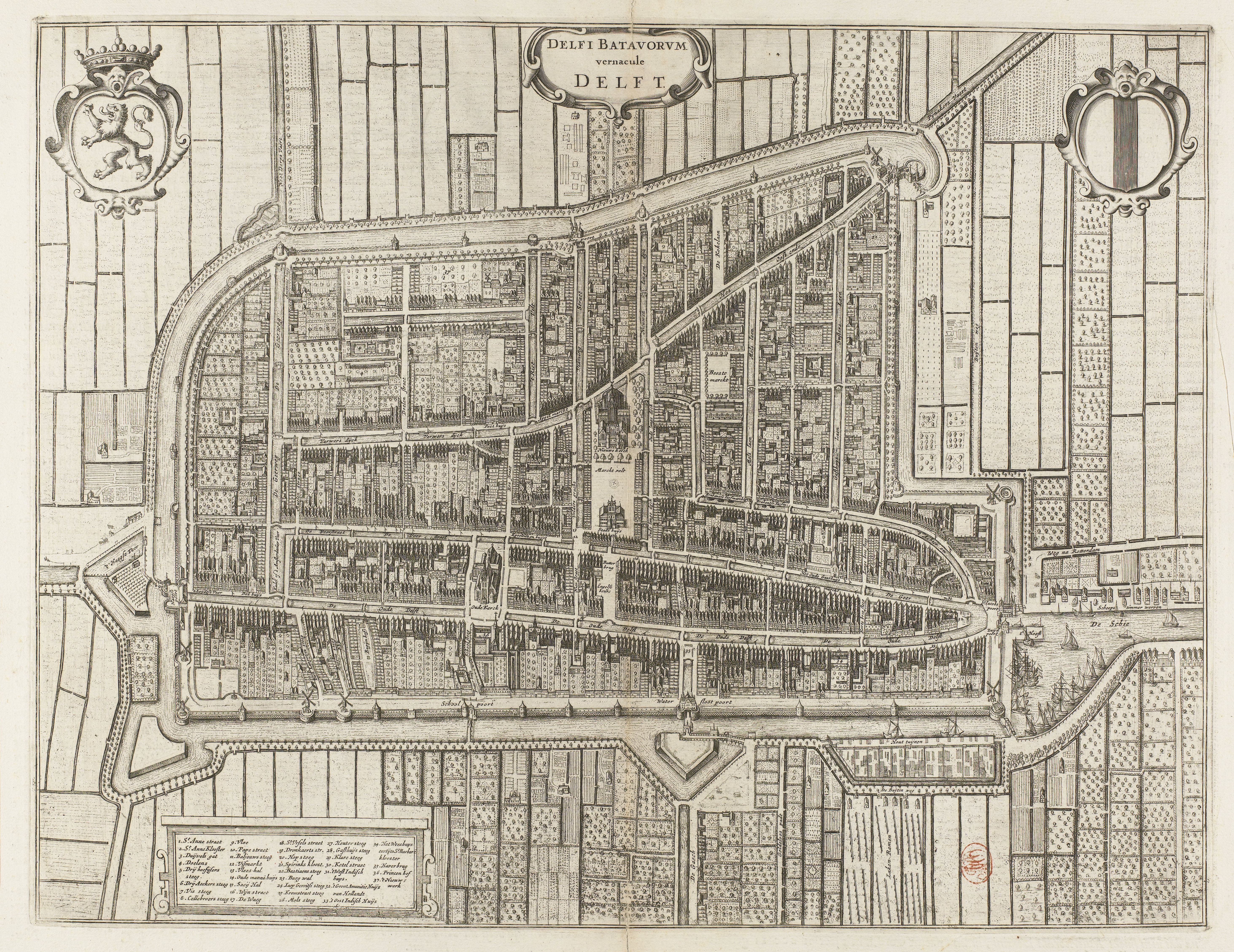  Map of Delft by Joan Blaeu from Stedenatlas van de Verenigde Nederlanden