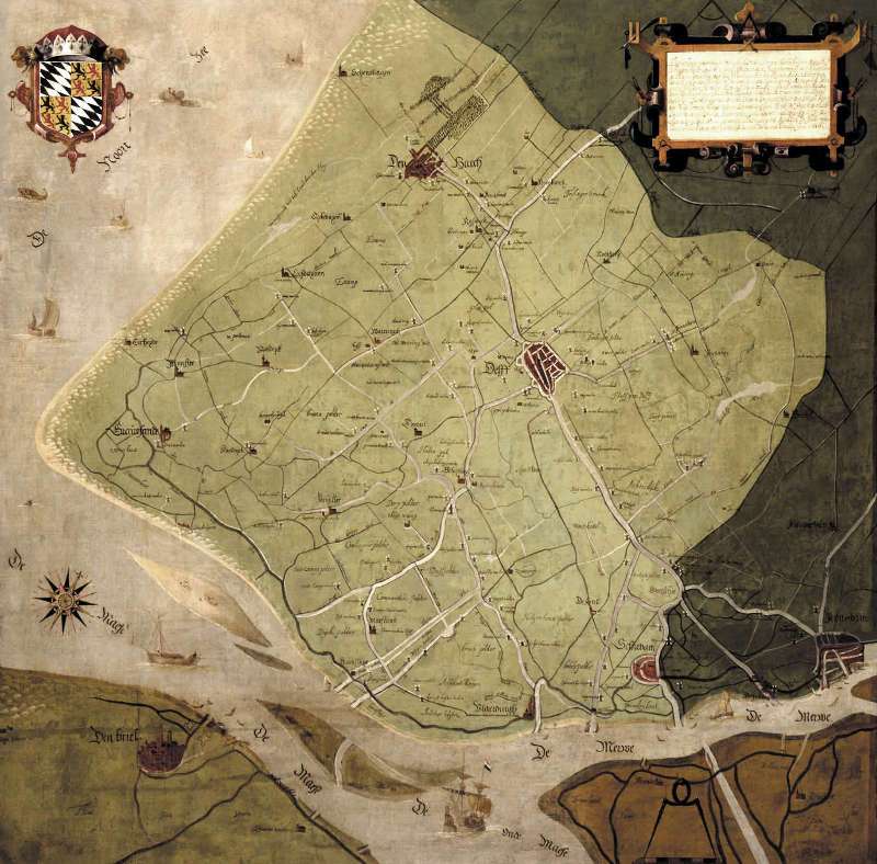 Map of Westland shows the relationship between Delft and Rotterdam