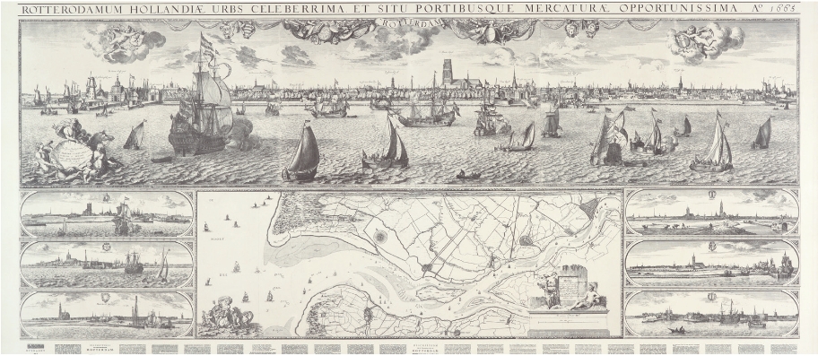 Mouth of the River Meuse and a view on Rotterdam - Map of the river Maas