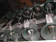 Treble bells from the carillon in the belfry in Ghent