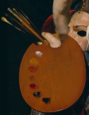 Pictura (detail), Fans van Mieris