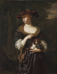Woman Holding a Dog in a Landscape, Jan van Mieris