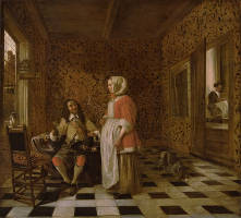 An Officer and a Standing Woman, Hendrick van der Burc