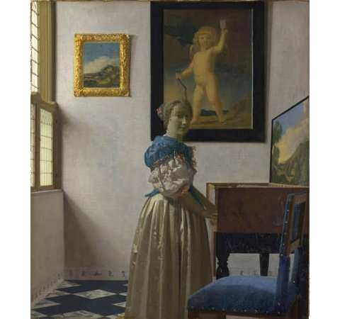 A Lady Standing at a Virginal