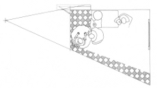 Plan view of The Girl with a Wine Glass by Johannes Vermeer (drawing by Philip Steadman)