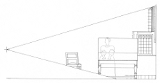 Side view of A Lady Standing at a Virginal by Johannes Vermeer (drawing by Philip Steadman)