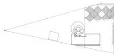 Plan view of A Lady Standing at a Virginal by Johannes Vermeer (drawing by Philip Steadman)