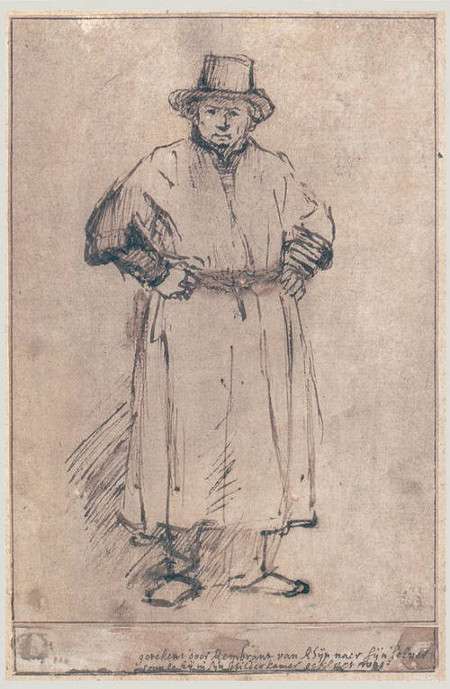 Self Portrait in Studio Attire, Full Length, Rembrandt van Rijn