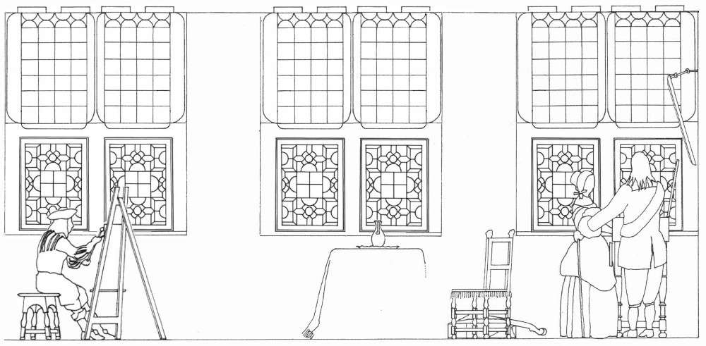 Vermeer's studio, drawn from three drawings of Philip Steadman