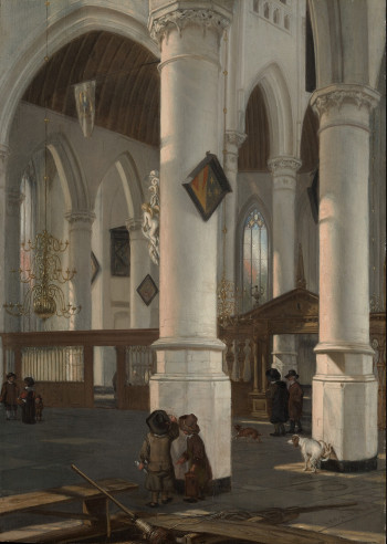 Interior of the Oude Kerk, Delft, Emanuel de Witte, c. 1650, Oil on wood, 48.3 x 34.6 cm., Metropolitan Museum of Art, New York