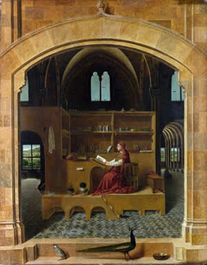 St Jerome in his Study, Antonello da Messina, c. 1474-1475, Olio on panel, 45.7 x 36. cm., National Gallery, London
