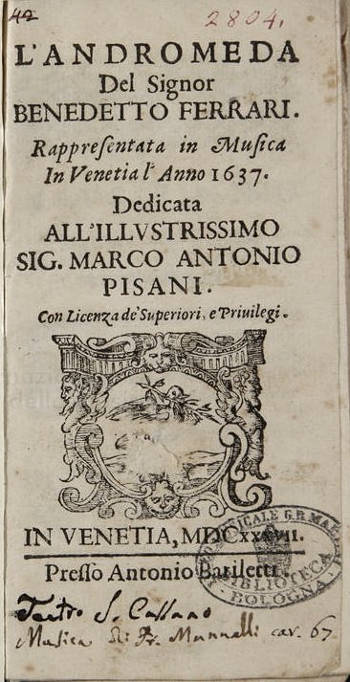 Andromeda, Francesco Manelli libretto by Benedetto Ferrari