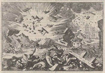  Explosion of the powder tower in Delft, 1654, Caspar Luyken
