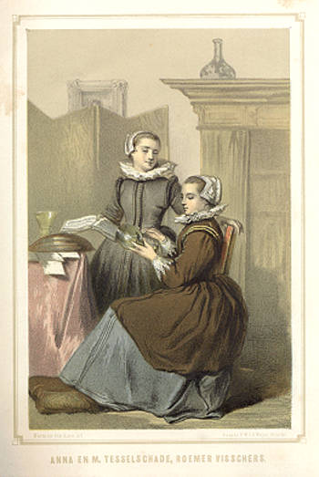 Maria Tesselschade Roemers Visscher (left) with Anna Roemers Visscher (right),  Herman ten Kate