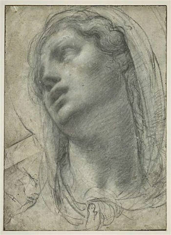 Head of a Woman in Three-Quarter View, Her Eyes Raised Toward Heaven, Annibale Carracci